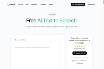 Free AI Text-to-Speech | Leap AI preview